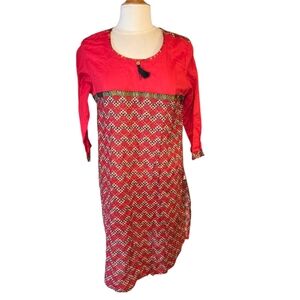 Karigari NWT Elegant Red Patterned Women's Long Kurta Red Dress